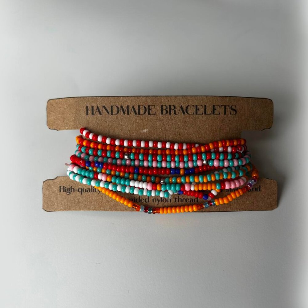 Women's 10-Strand Stackable Beaded Bracelets – Mixed Pattern Bracelet Stack